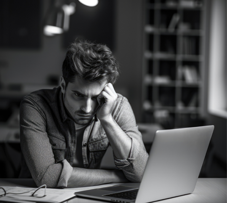 Persona estresada en oficina